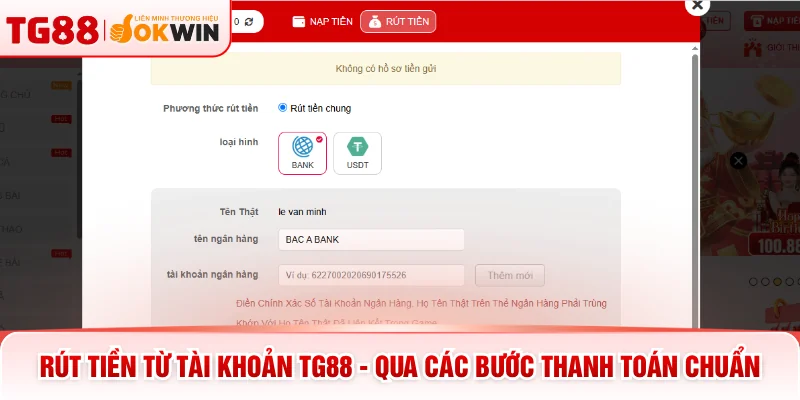 Rút Tiền Từ Tài Khoản TG88 - Qua Các Bước Thanh Toán Chuẩn